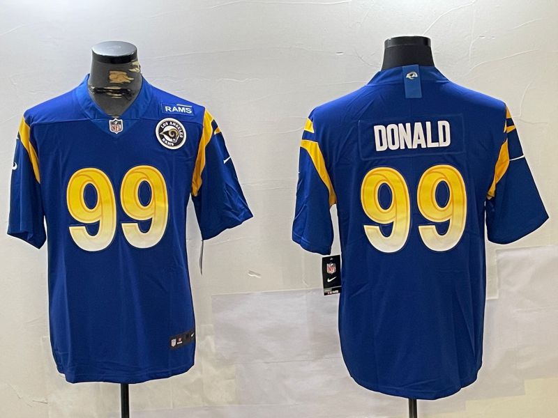 Men Los Angeles Rams #99 Donald Blue 2024 Nike Vapor Limited NFL Jersey style 2